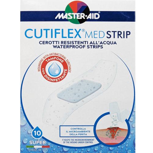 Master Aid Cutiflex Med Waterproof Strips 86x39mm Αυτοκόλλητα Επιθέματα Αδιάβροχα 10 Τεμάχια